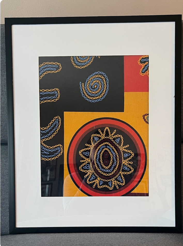 16 x 20 Framed Indian Ethnic Cotton Linen Fabric Textile Wall Art