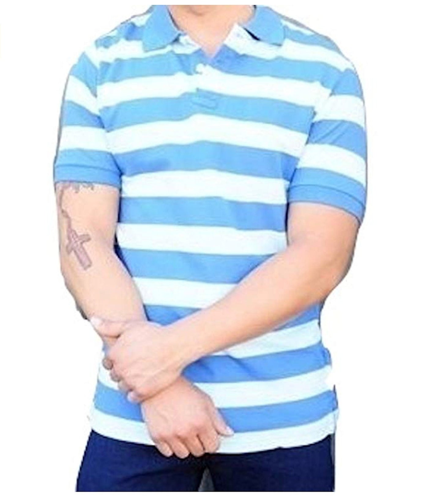Men's Size Small Stripe Collared Polo Shirt