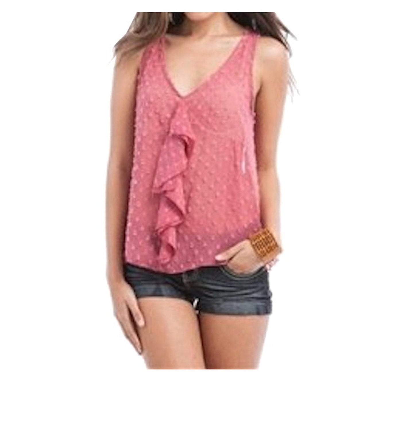 PINK TREND Size Large Ruffle Chiffon Top Blouse