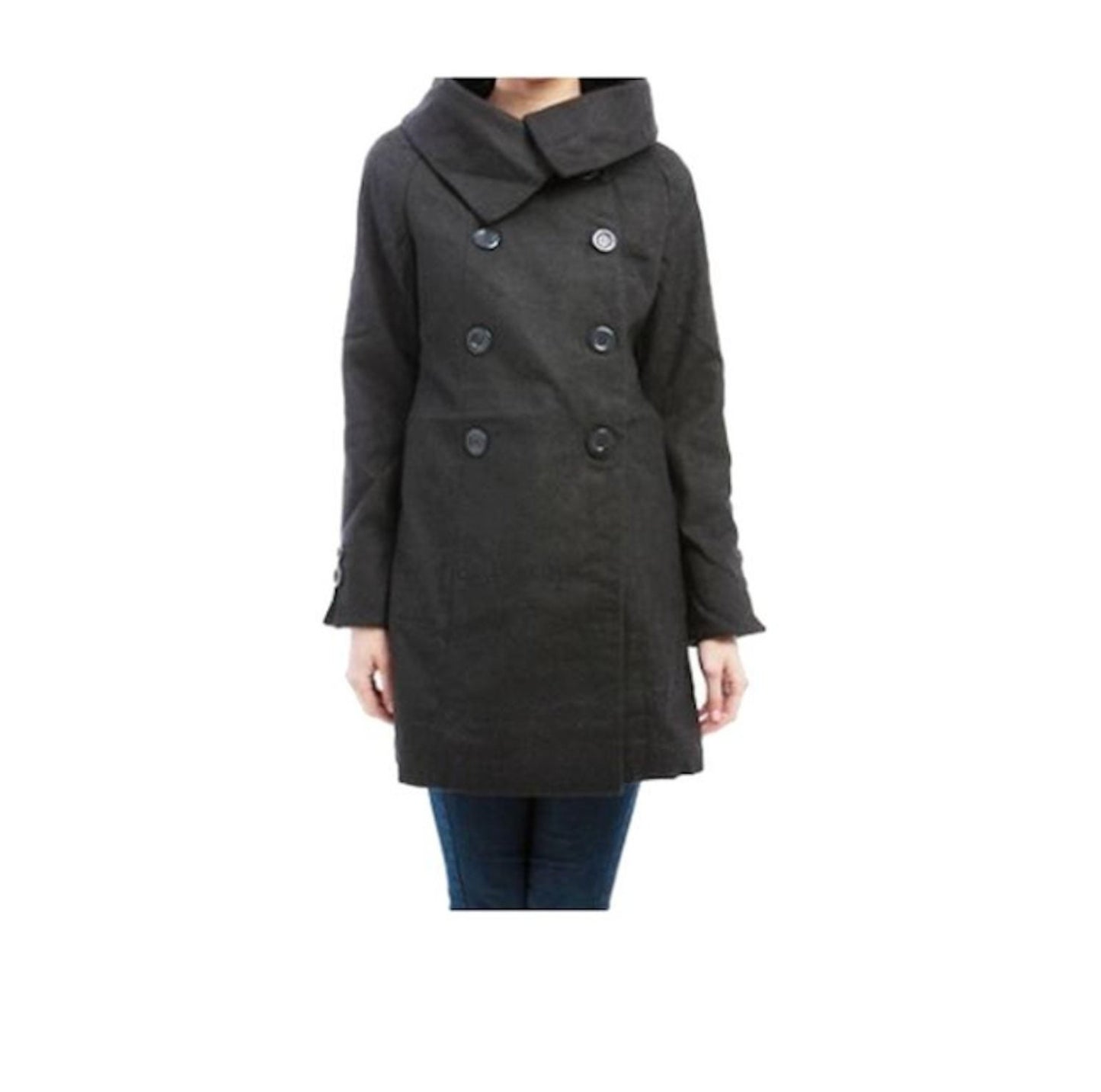 Size Small Cowl Neck Wool Blend Double Breast Coat
