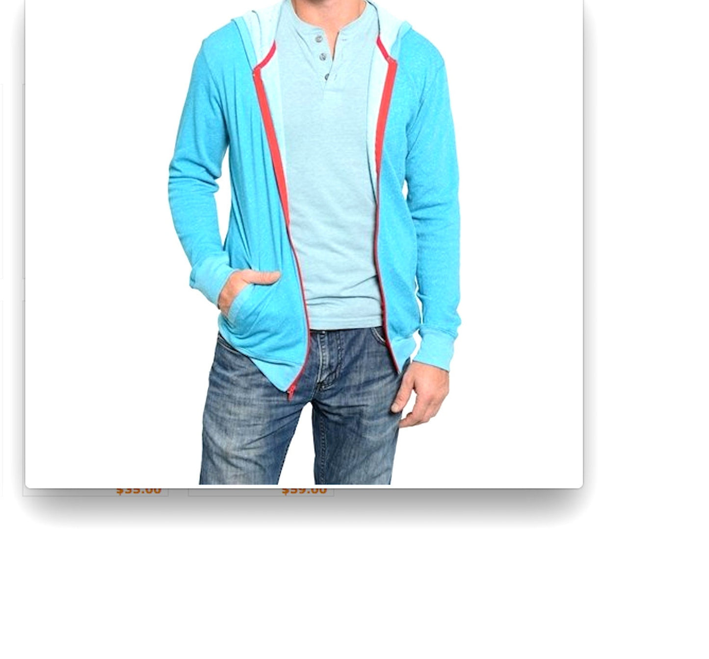 Men's Size Small Contrast Zip Up Hoodie Cardigan