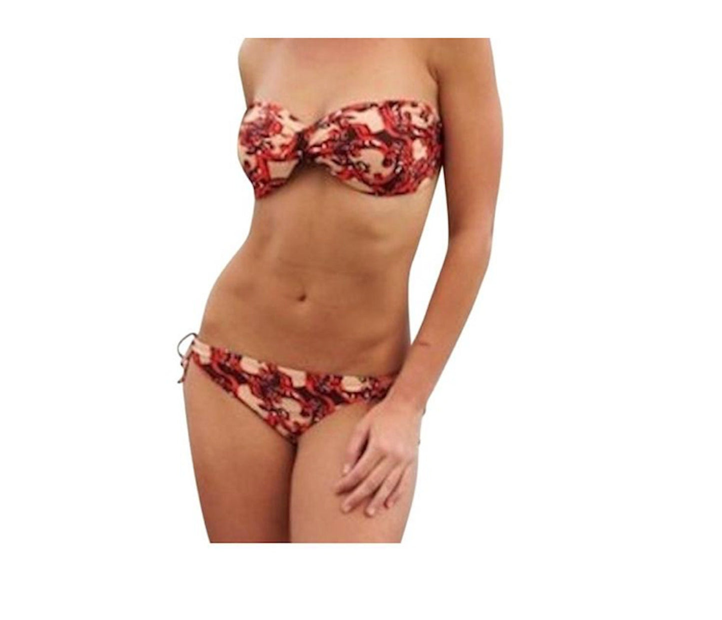 Twist Bust Scroll Strapless Bikini Bathing Suit