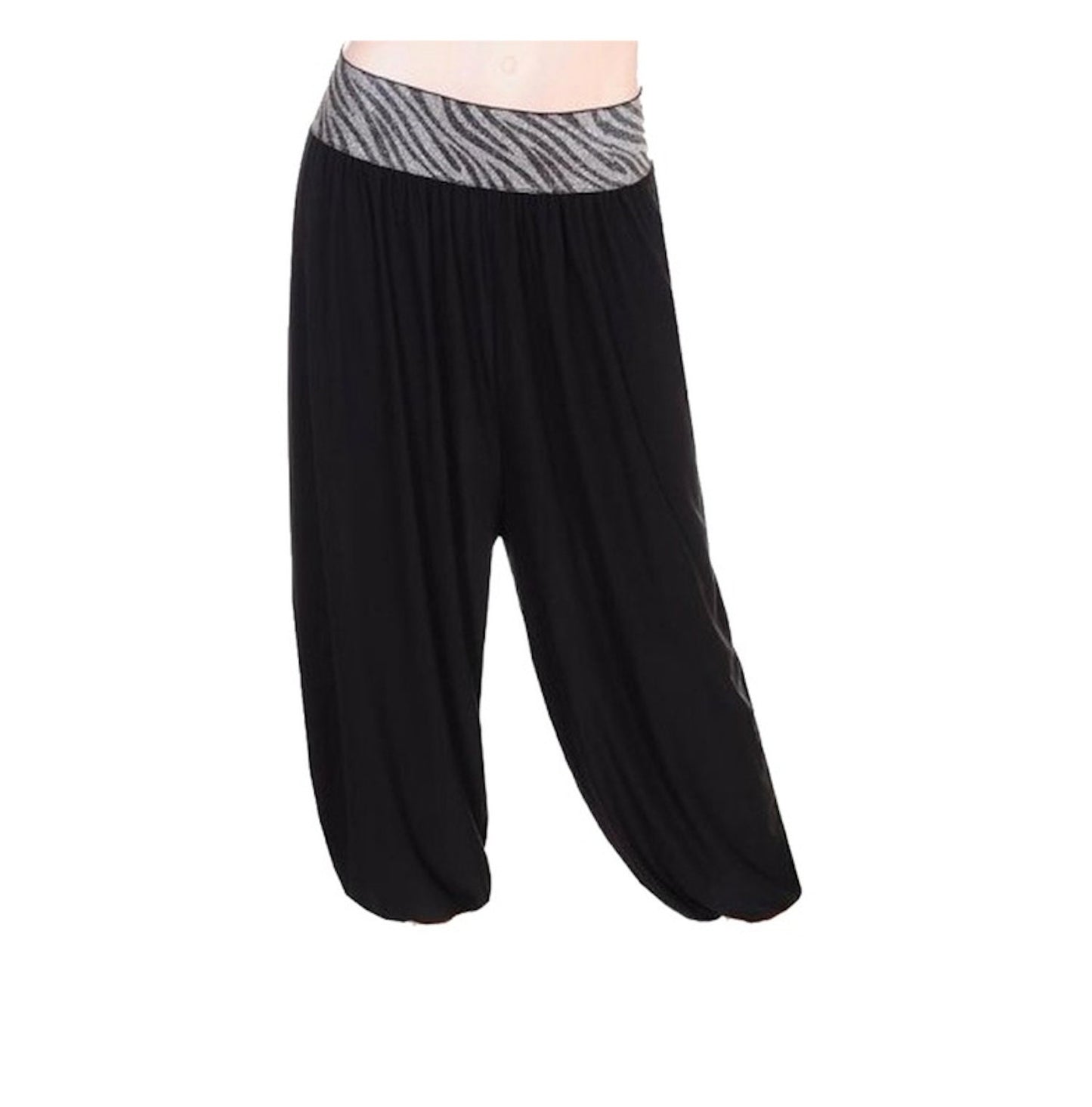 Zebra Waistband Black Harem Pant