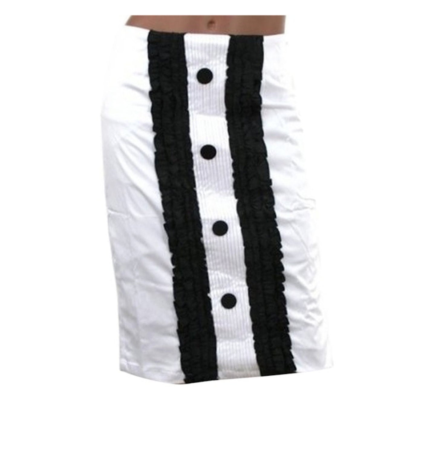 Perfect Length Ruffle Pintuck Tuxedo Pencil Skirt