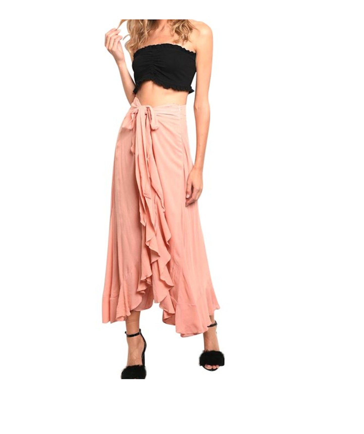 Tie Waist Ruffle Sarong Pant
