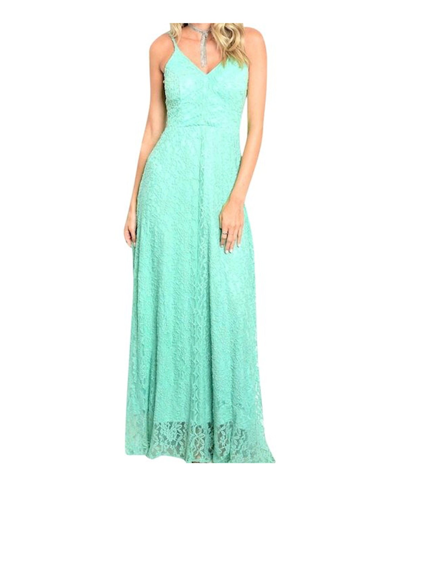 Peekaboo Back Lace Overlay Shirred Gown Dress Wedding Fashion