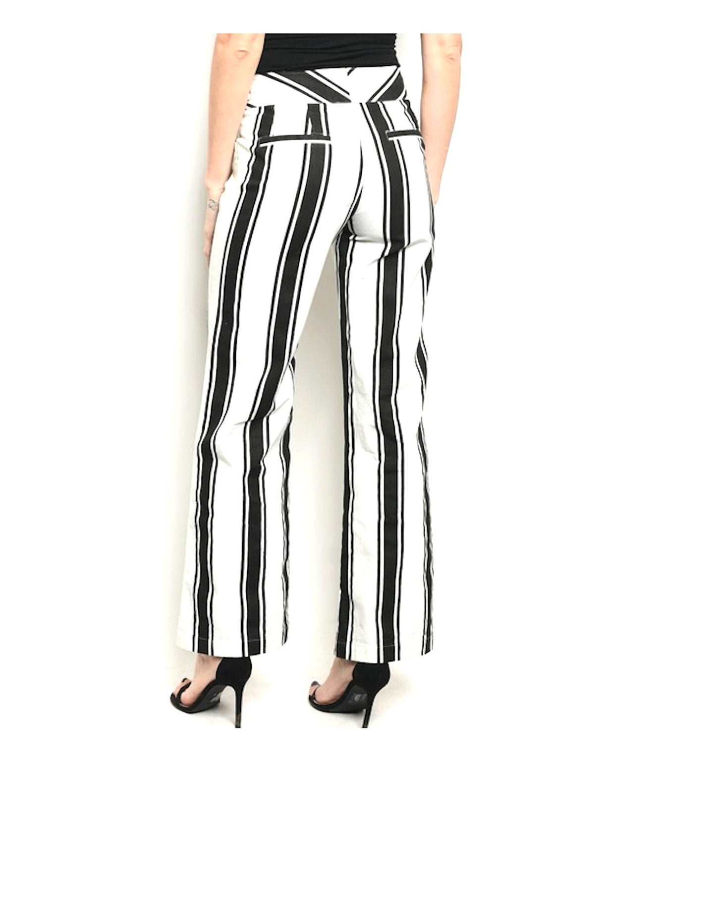 Belted Stripe Wide Leg Pant
