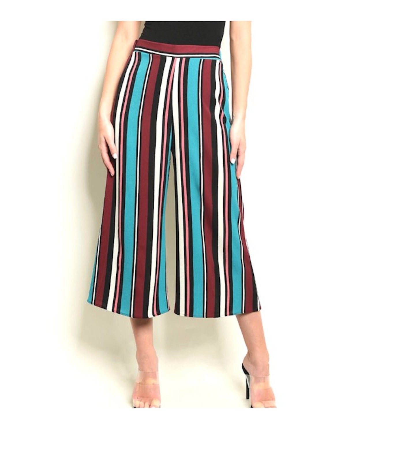 Stripe Wide Leg Gaucho Career Pant