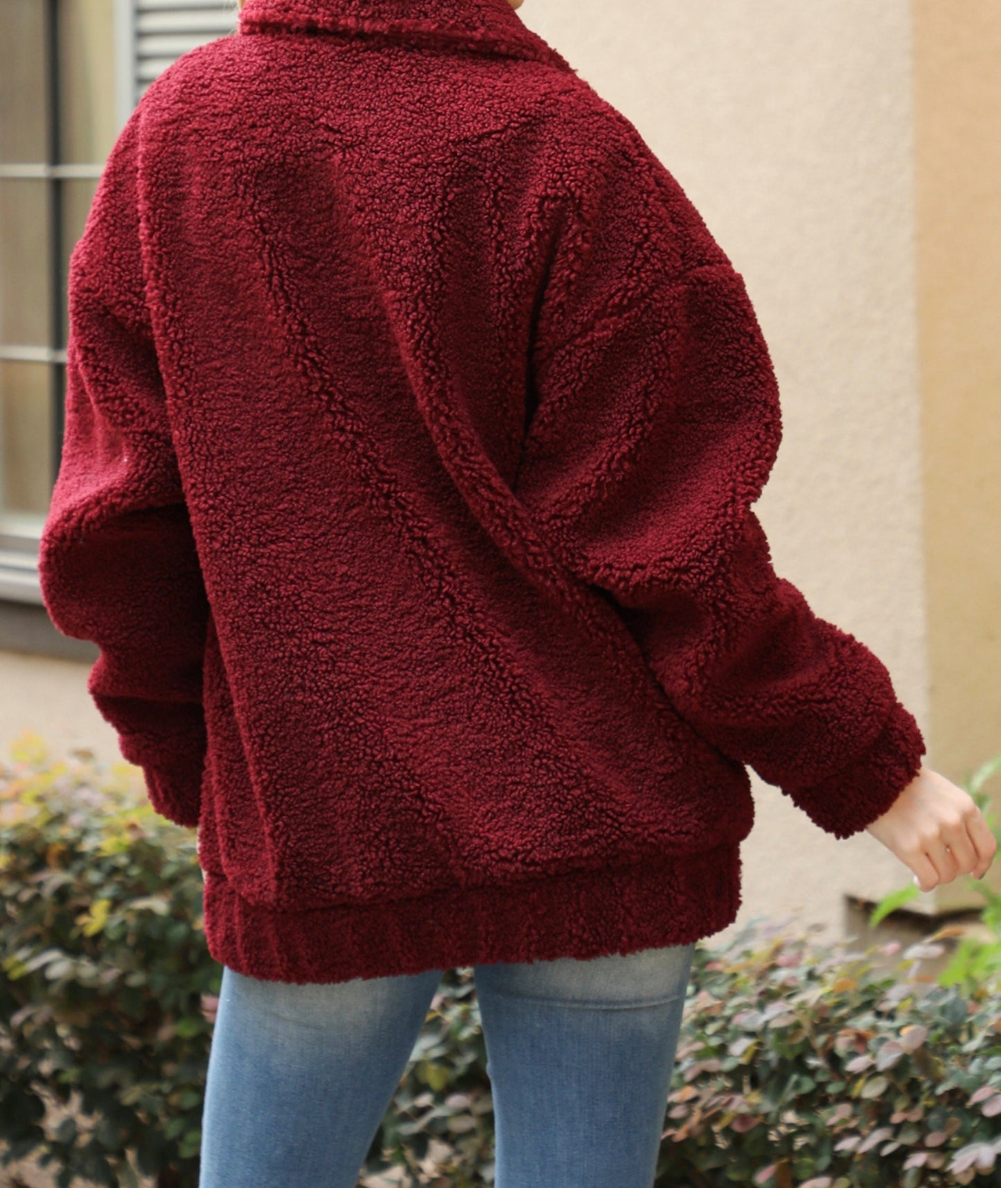 High Pile Fleece Zip Up Pocket Oversized Jacket Coat