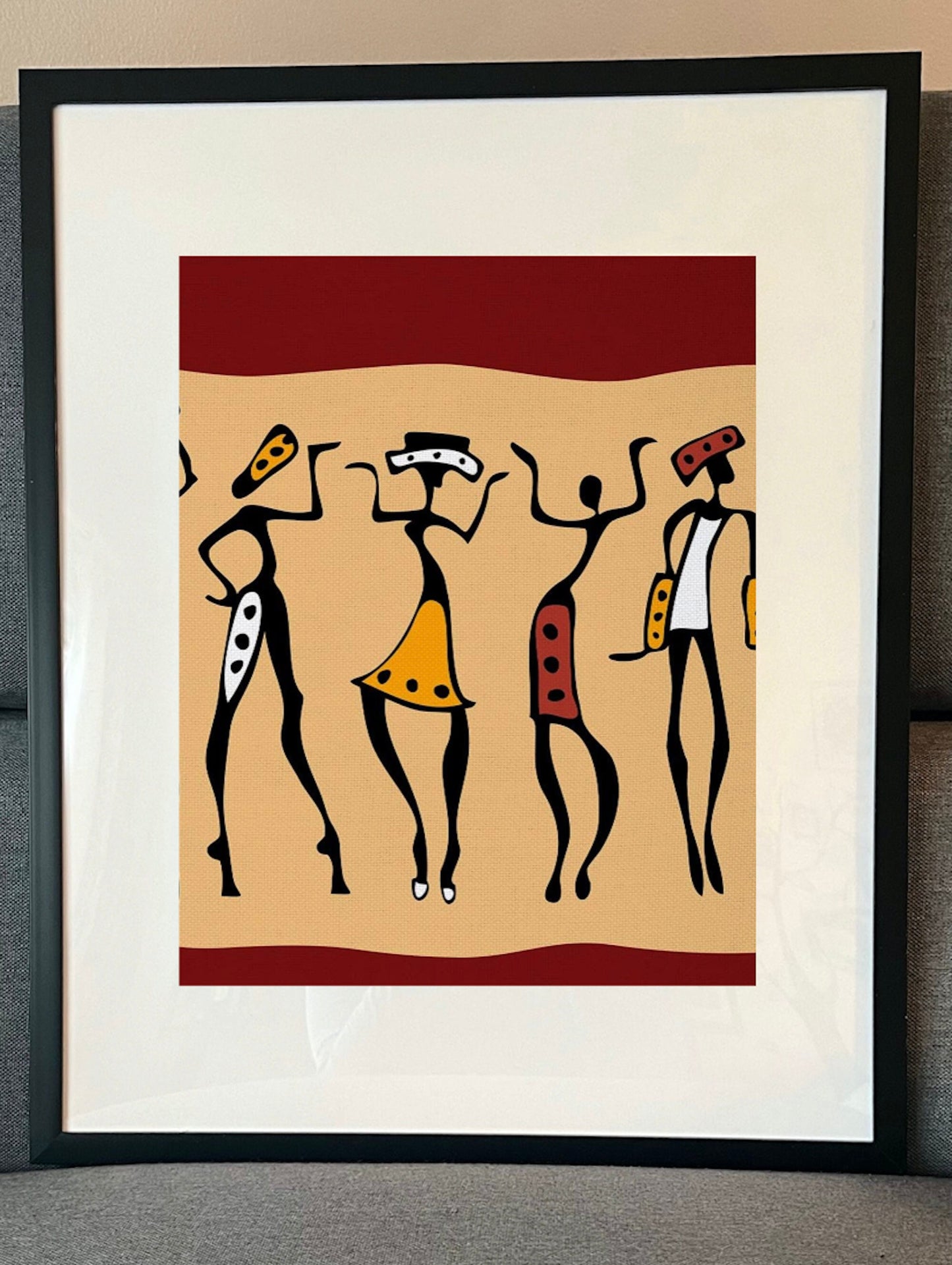 16 x 20 Framed Bold African Women Polyester Fabric Textile Wall Art