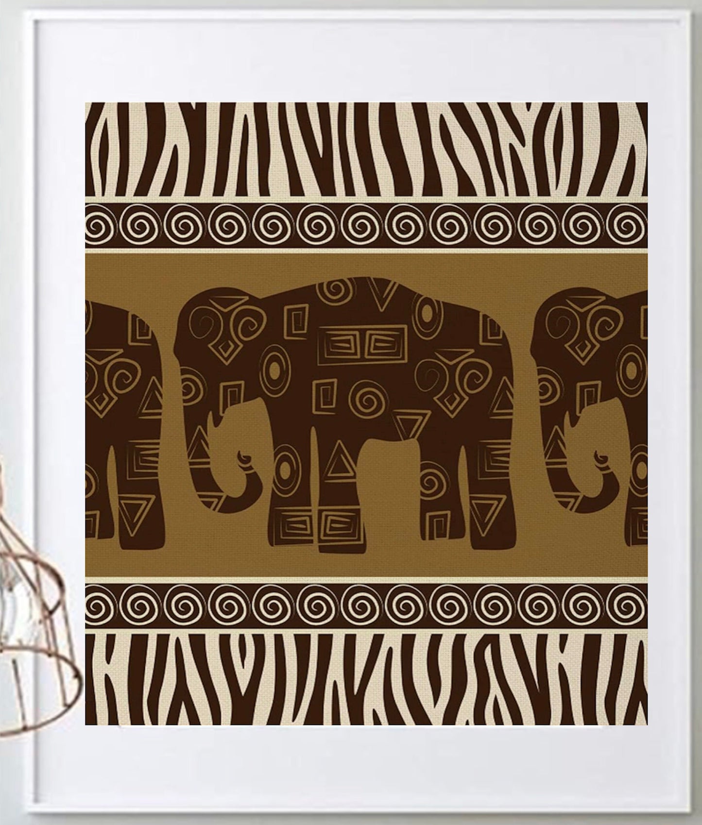 16 x 20 Framed Bold Tribal Geometric Abstract Ethnic Theme Fabric Textile Wall Art