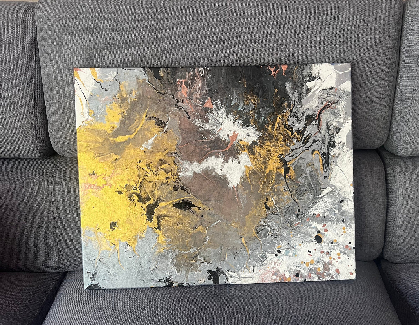 16x20 Abstract "Mystical Movement" Acrylic Pour Fluid Art Collection Painting