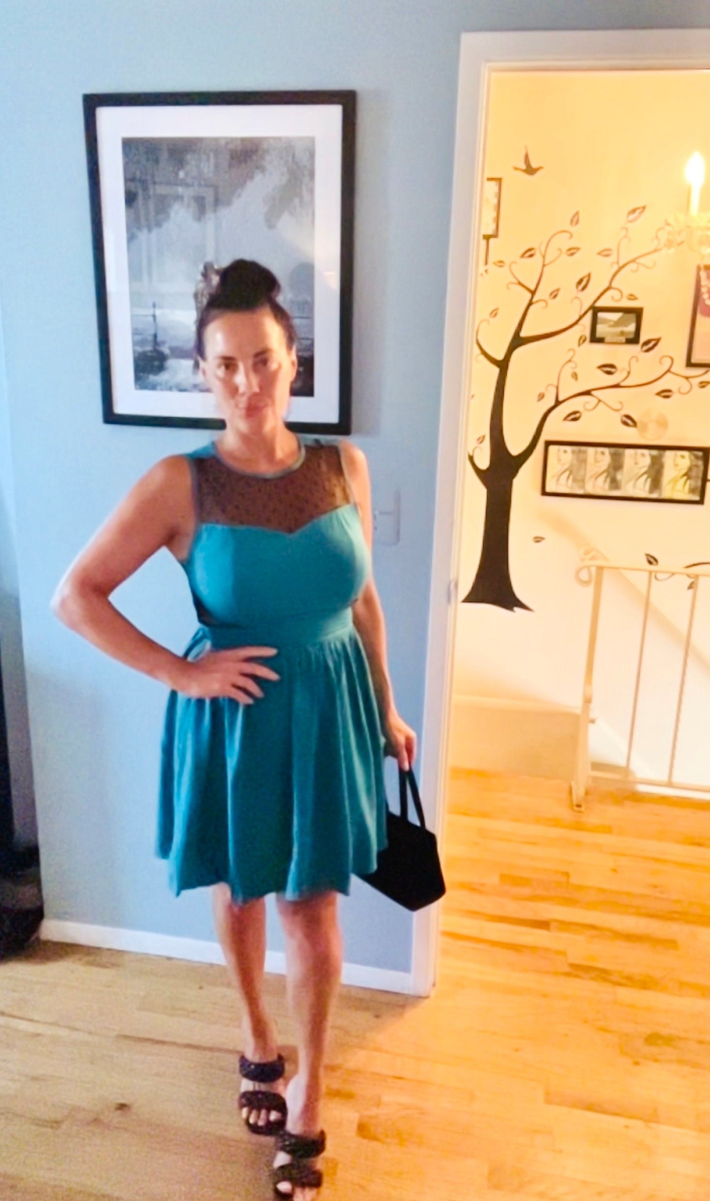 Sleeveless Polka Dot Sheer A Line Dress