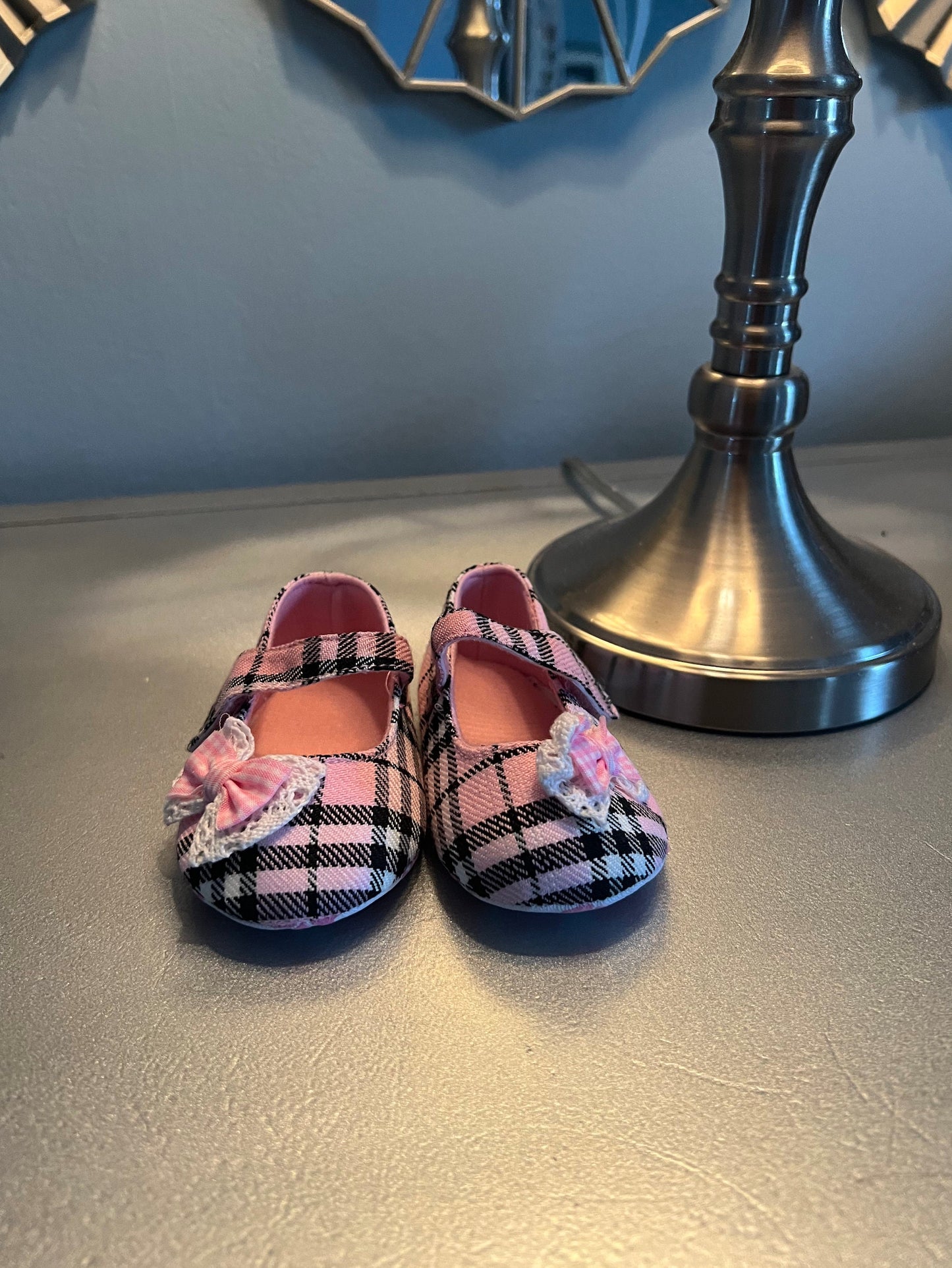 Toddler Baby All Occassion Shoes Plaid Lace Bow Baby Girl Gift