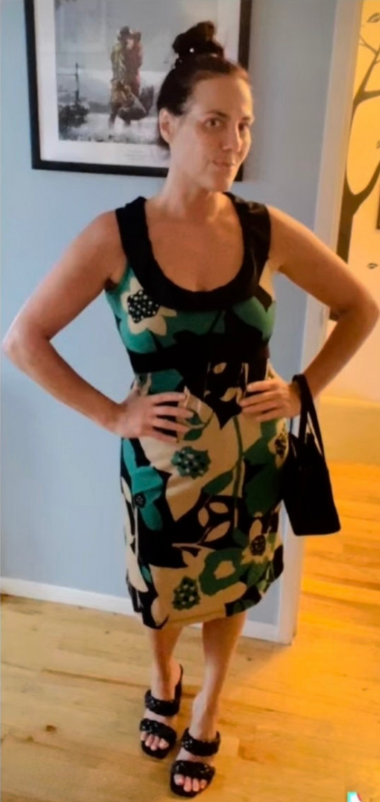 Ruffle Collar Bold Floral Empire Waist Dress