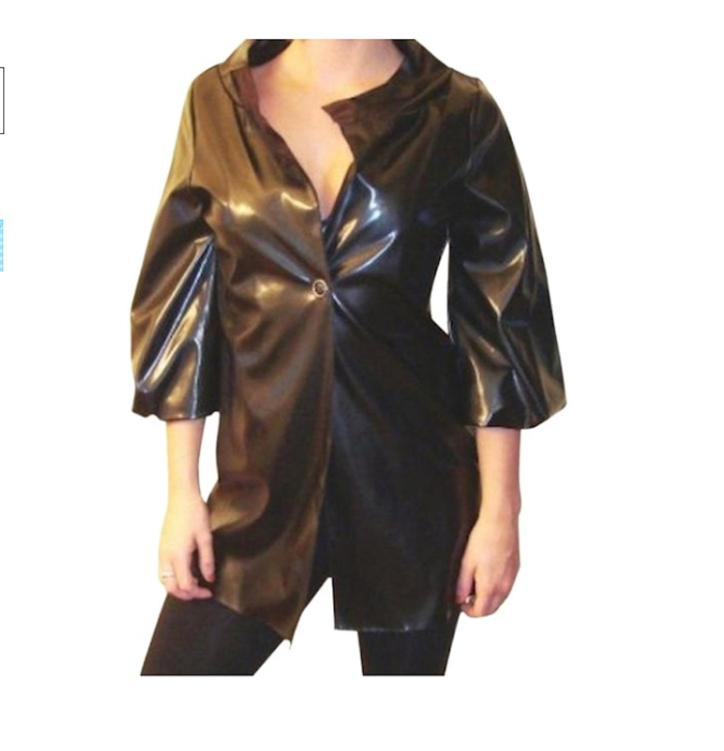 Size Small Crop Sleeve Faux Patent Leather Trench Coat
