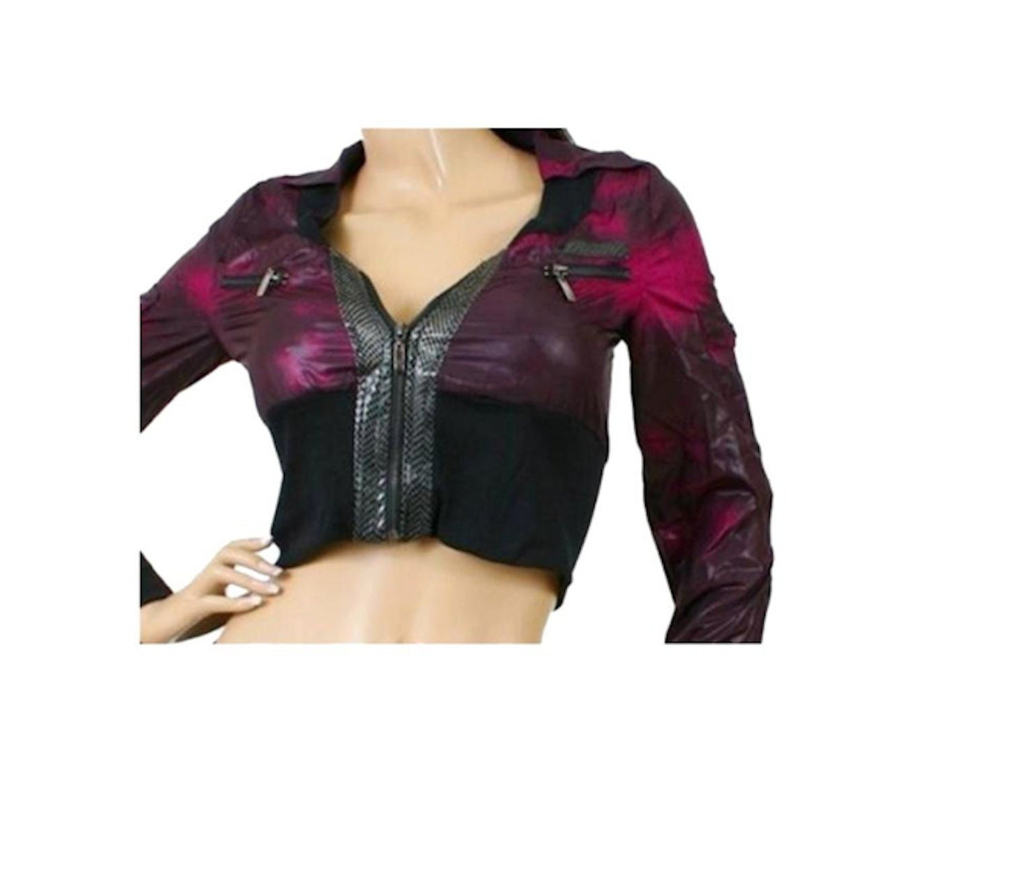 Size Medium Biker Chic Ombre Crop Jacket