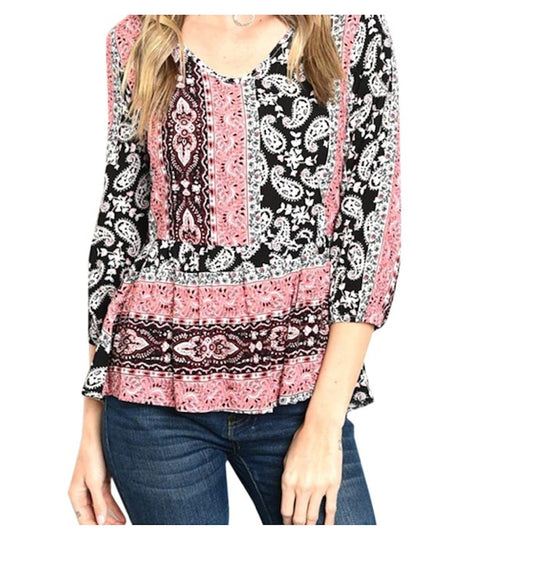 Paisley Peplum Top Blouse
