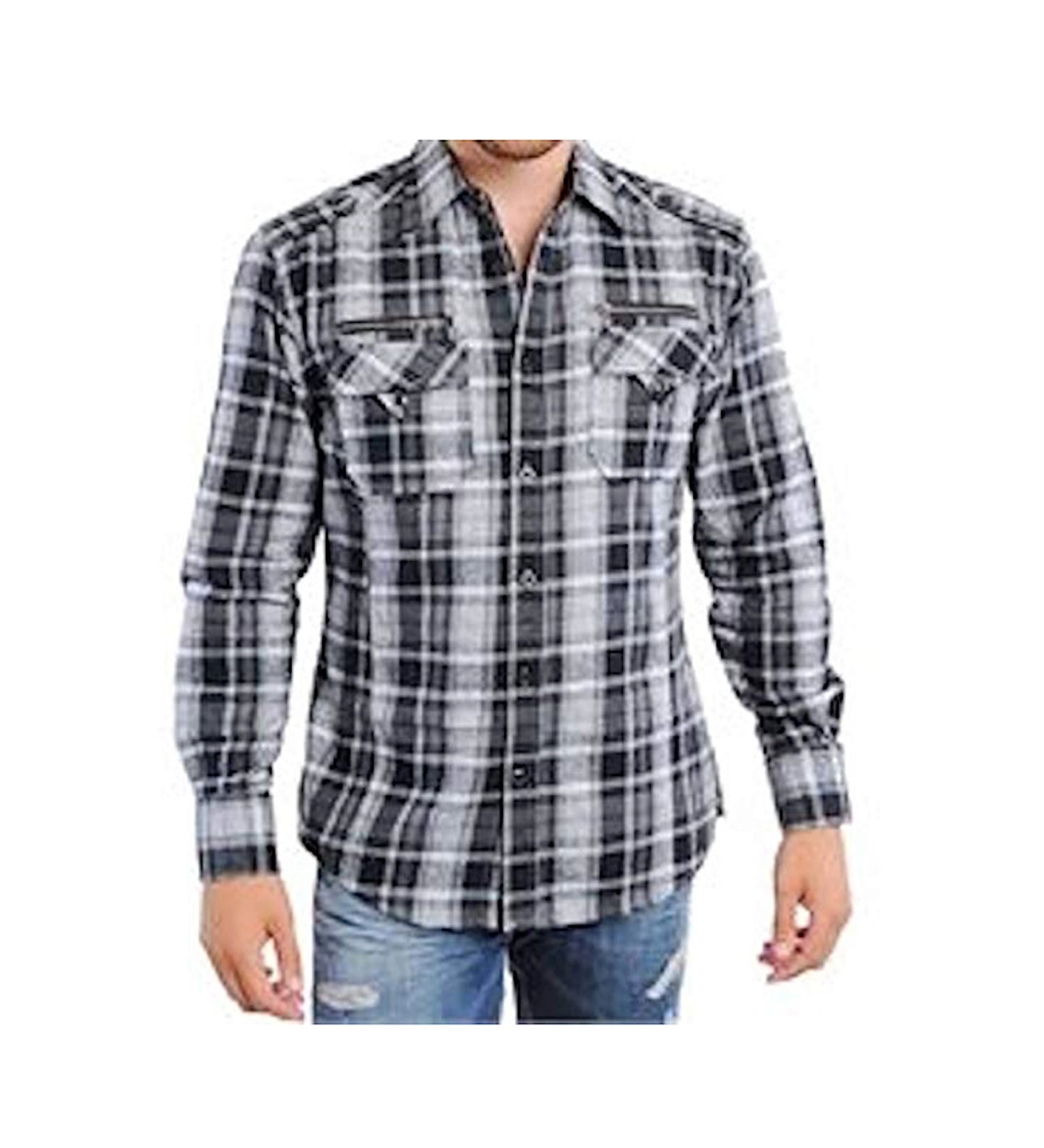 Men's Size Small Collared Button Down Plaid Flannel Dress Shirt