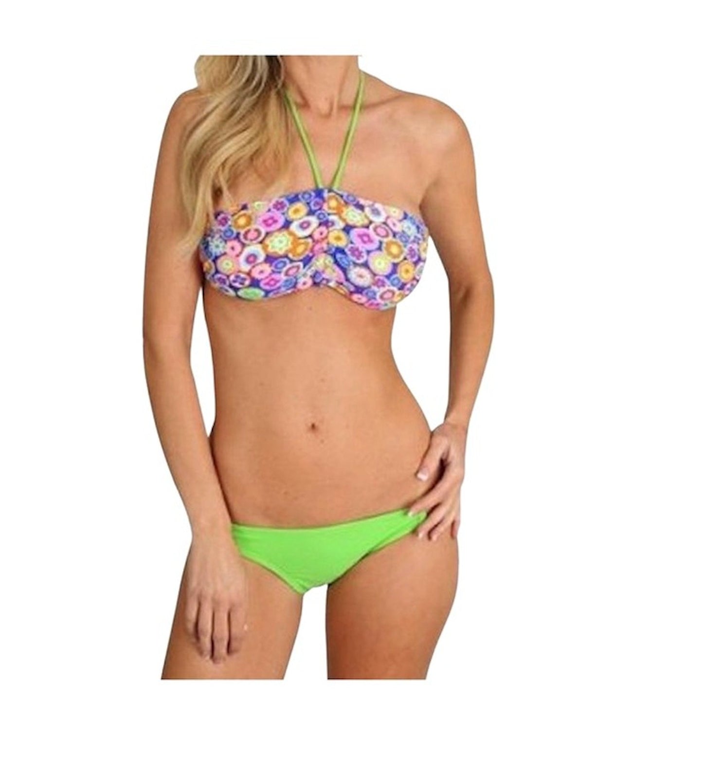 Ruch Bandeau Print Halter Brazilian Bikini Bathing Suit