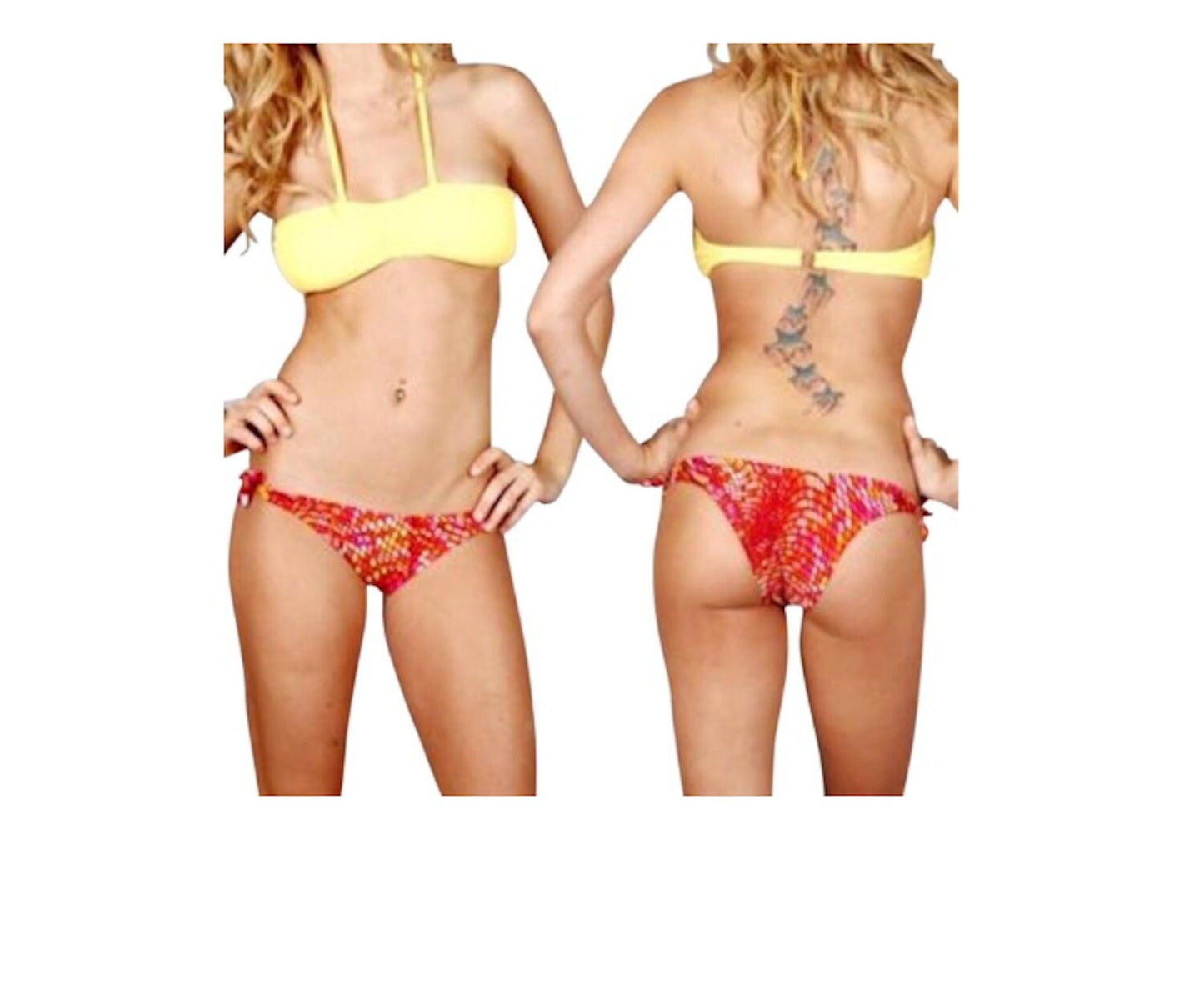 Retro Fuchsia Bandeau Brazilian Bikini Halter Bathing Suit