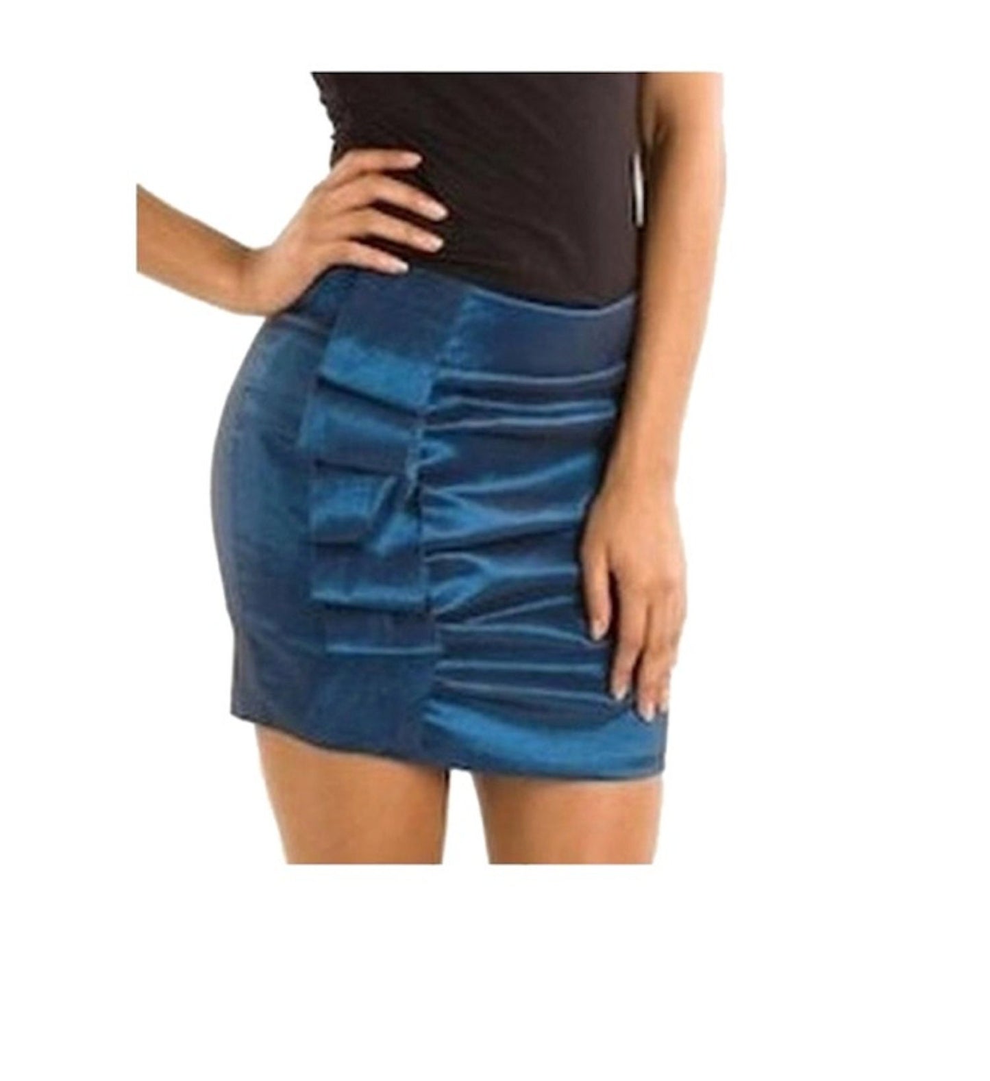 Satin Waterfall Ruffle Ribbon Pencil Skirt