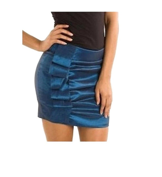 Satin Waterfall Ruffle Ribbon Pencil Skirt