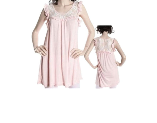 Babydoll Lace Accent Tunic Blouse Top Shirt