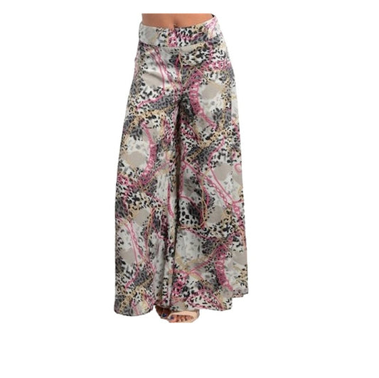 Animal Print Wide Leg Gaucho Palazzo Pant