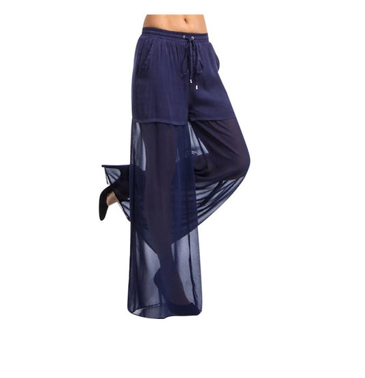 Women's Wide Leg Sheer Palazzo Culotte Pant Last One Size Small Fashion