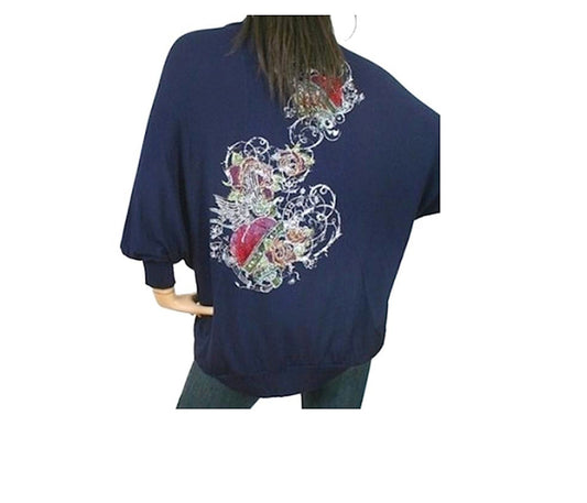 Tattoo Rhinestone Wrap Cardigan