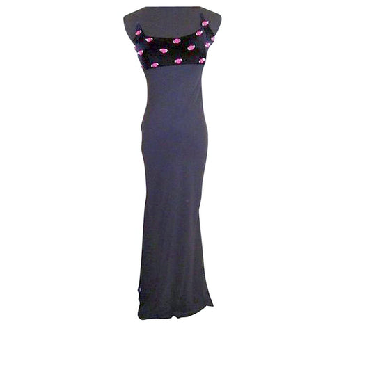 Velvet Rosette Empire Contrast Simple Sheath Formal Wedding Prom Dress