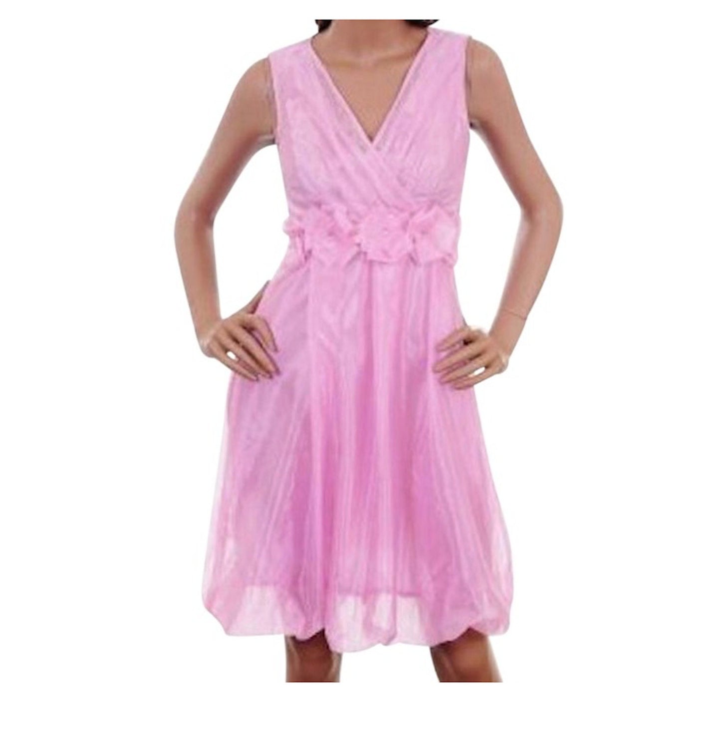 50s Style Irridescent Rosette Balloon Bottom Cocktail Dress Wedding Prom