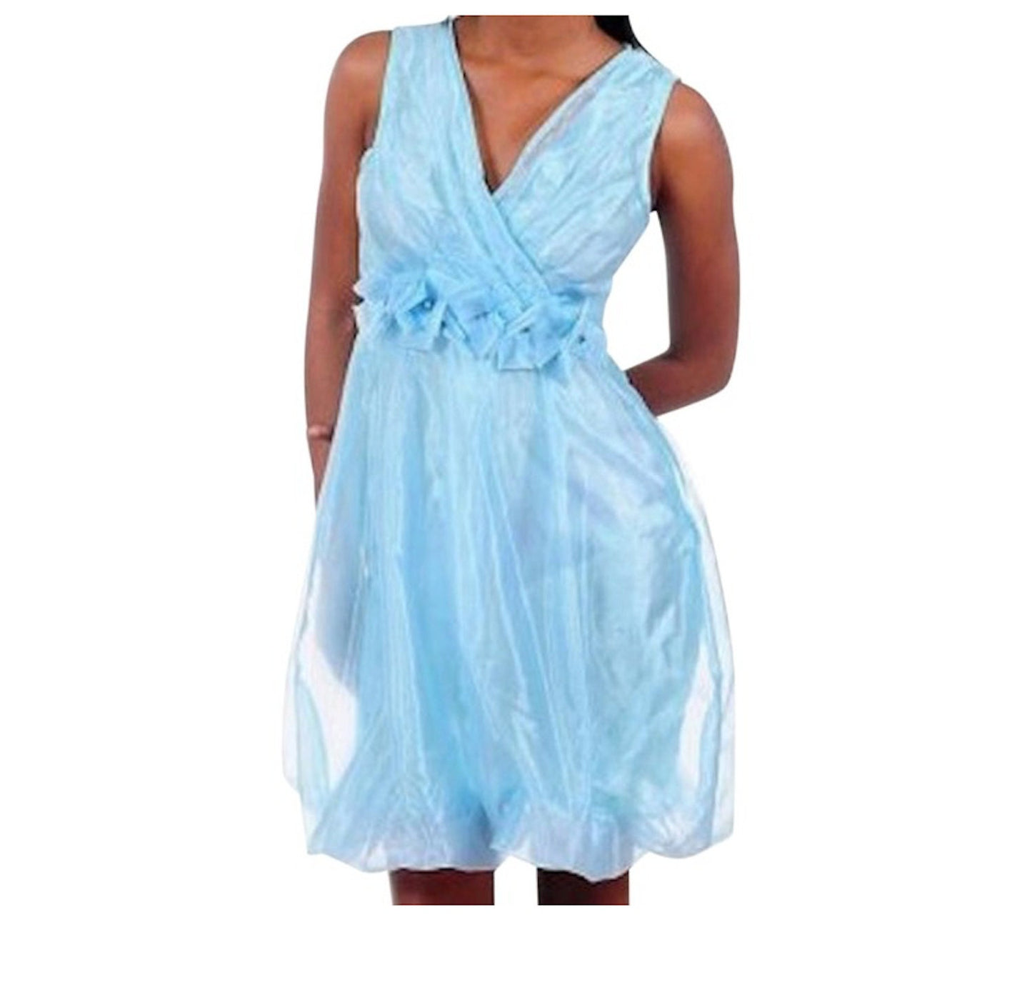 50s Style Irridescent Rosette Balloon Bottom Cocktail Dress Wedding Prom