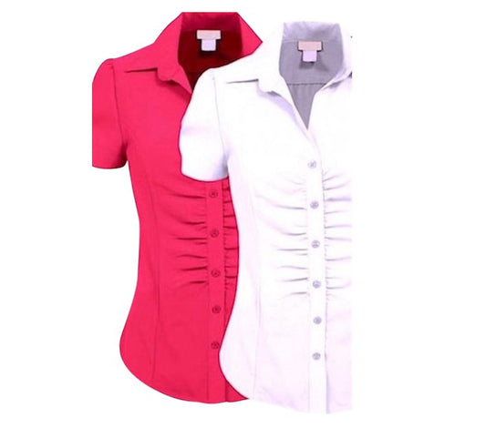 PINK TREND Ruched Button Down Top Blouse Size Small
