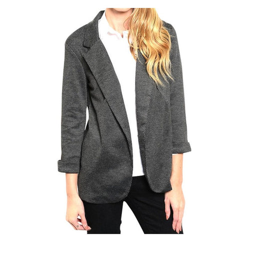 Open Front Speckled Business Blazer Jacket
