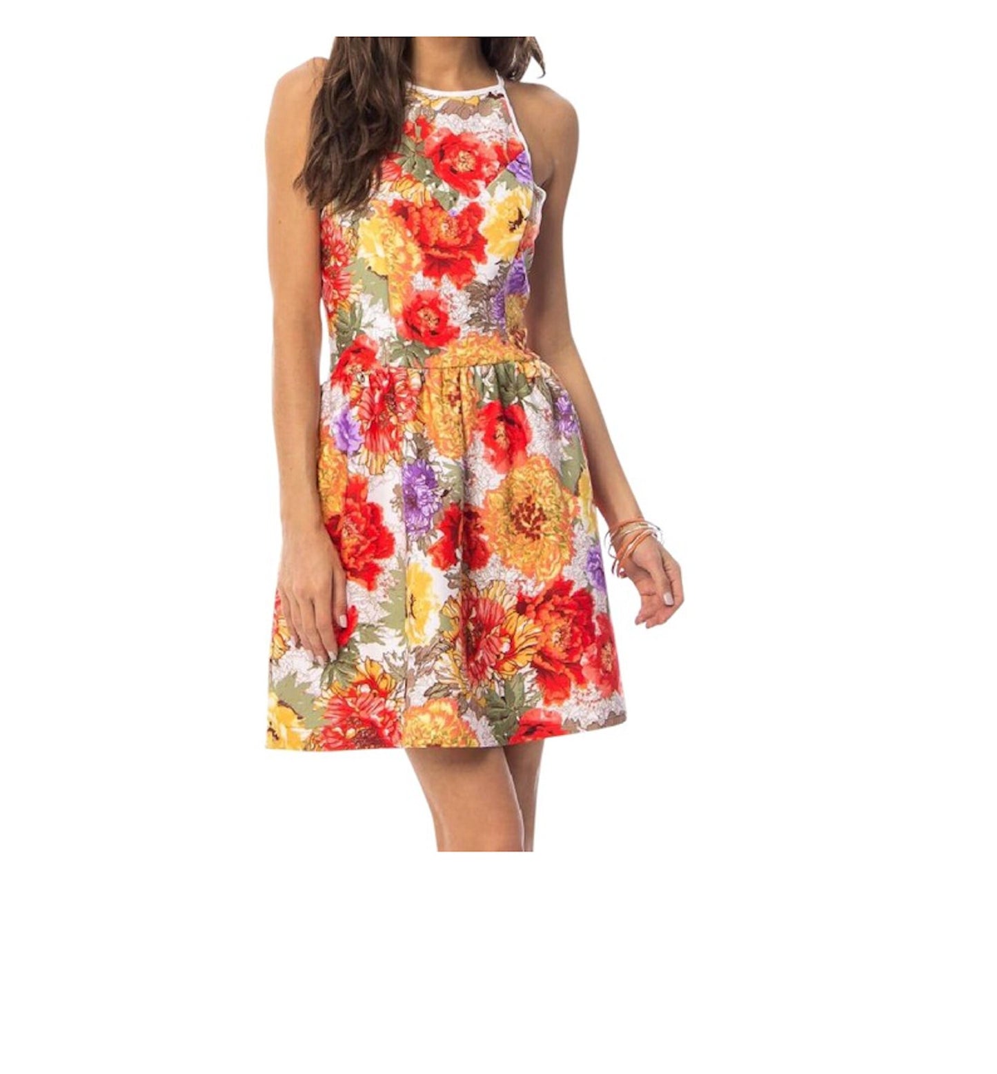 Sleeveless Floral A Line Slit Back Dress