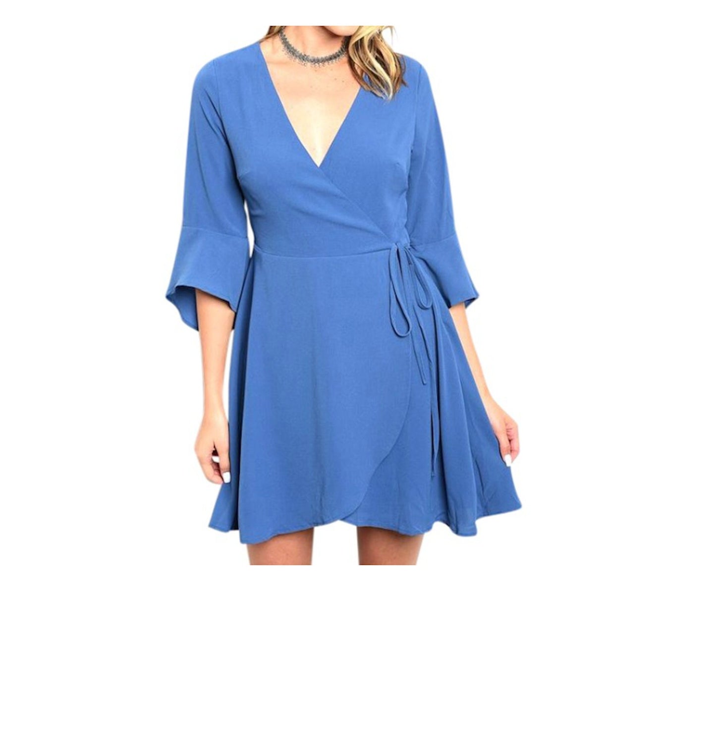 Bell Sleeve Wrap Flirty Dress