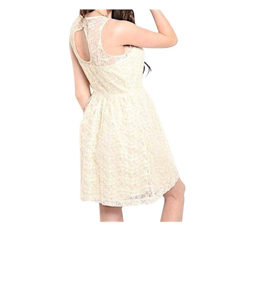 50's Style Sleeveless Lace peekaboo Back Cocktail Wedding Fashion Dress