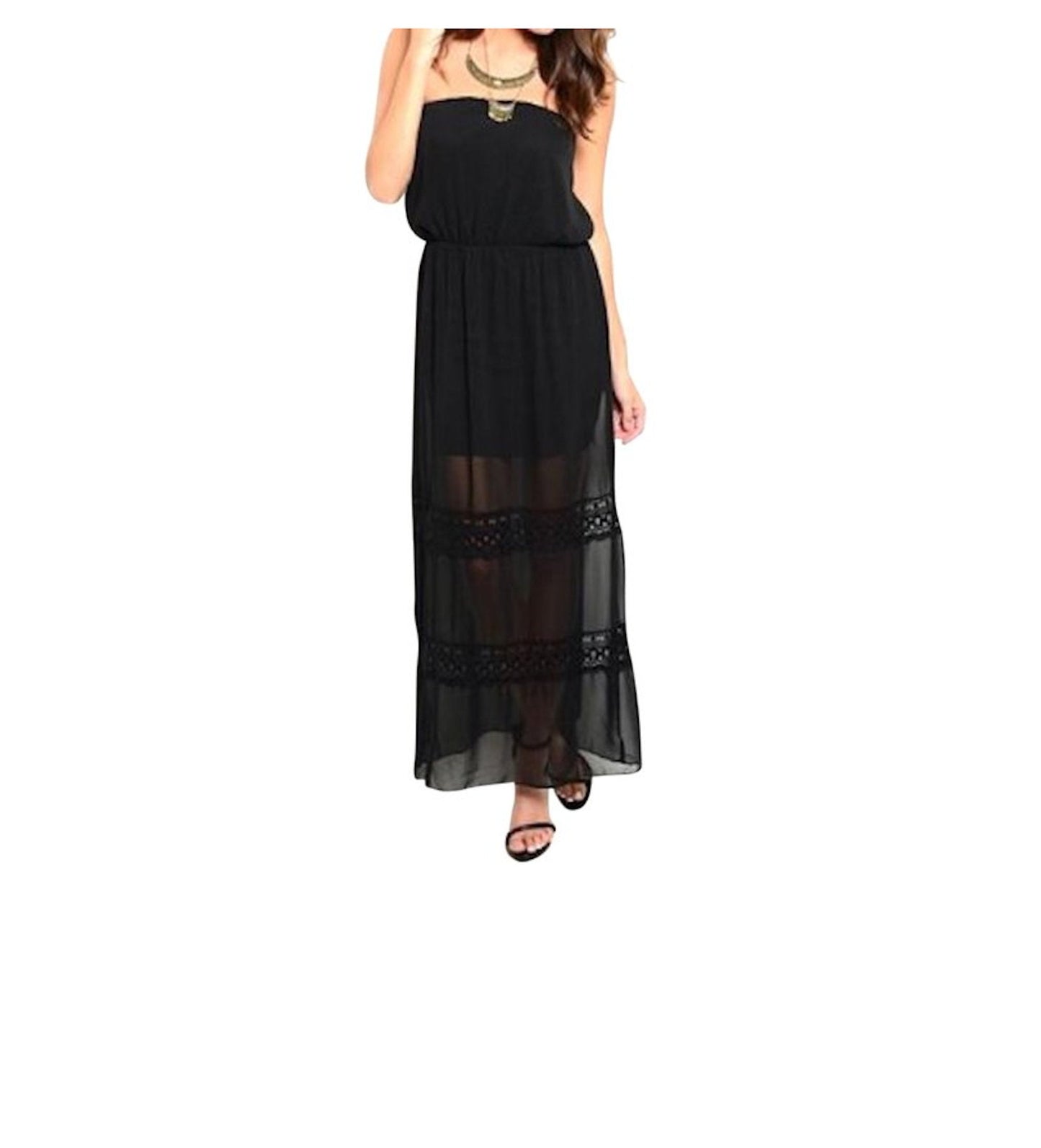 Strapless Blouson Beach Maxi Dress