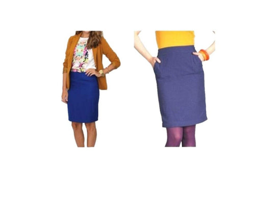 Indigo Flower Dot Textured Pencil Skirt