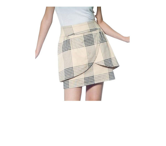 Women's Plaid Overlap Tulip Skirt