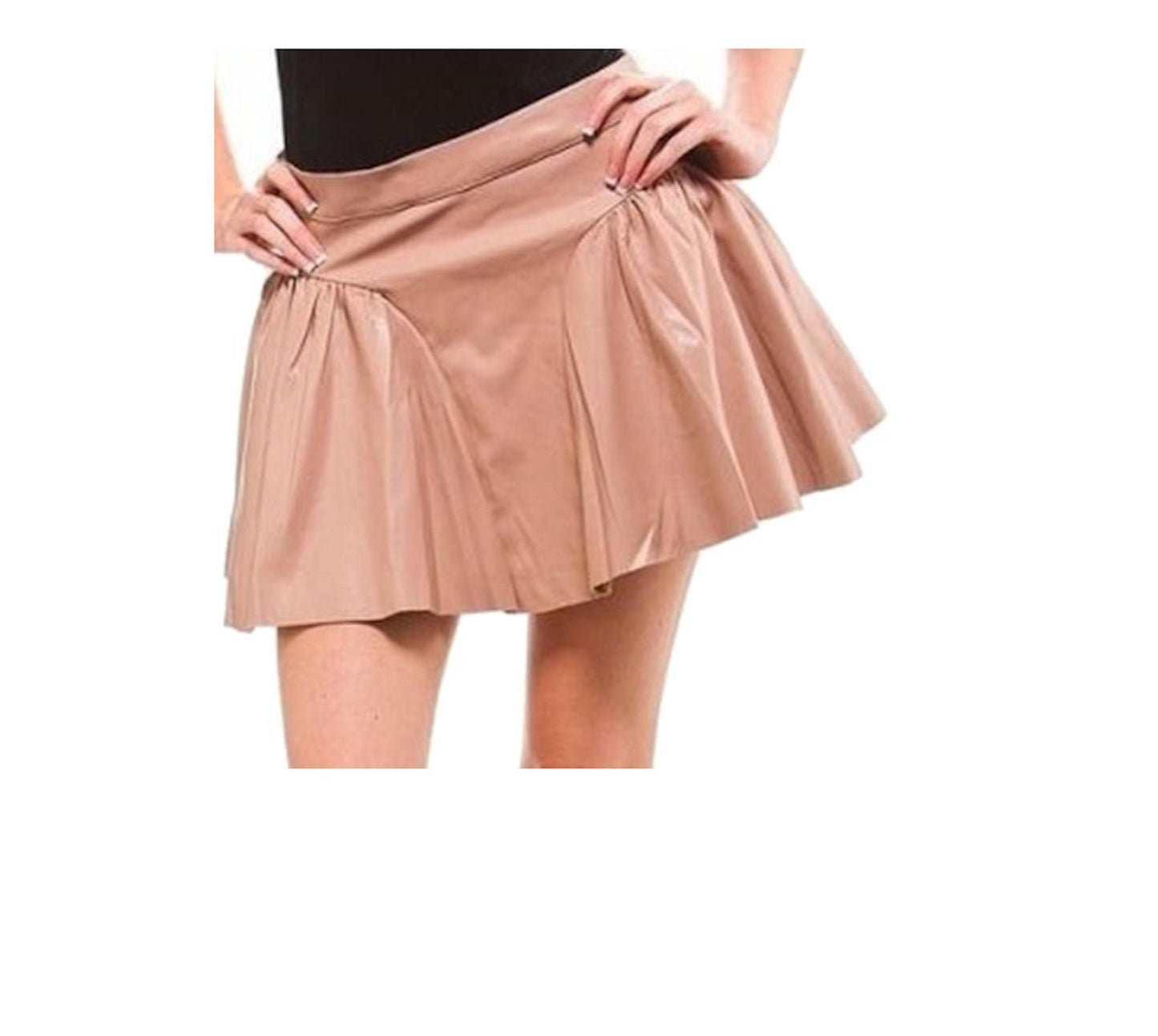 Faux Leather Flare Skater Skirt