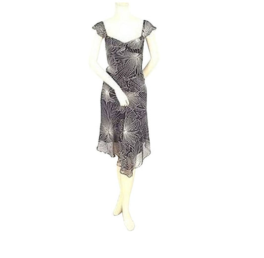 BCBG Max Azria Silk Chiffon Floral Wedding Cocktail Dress