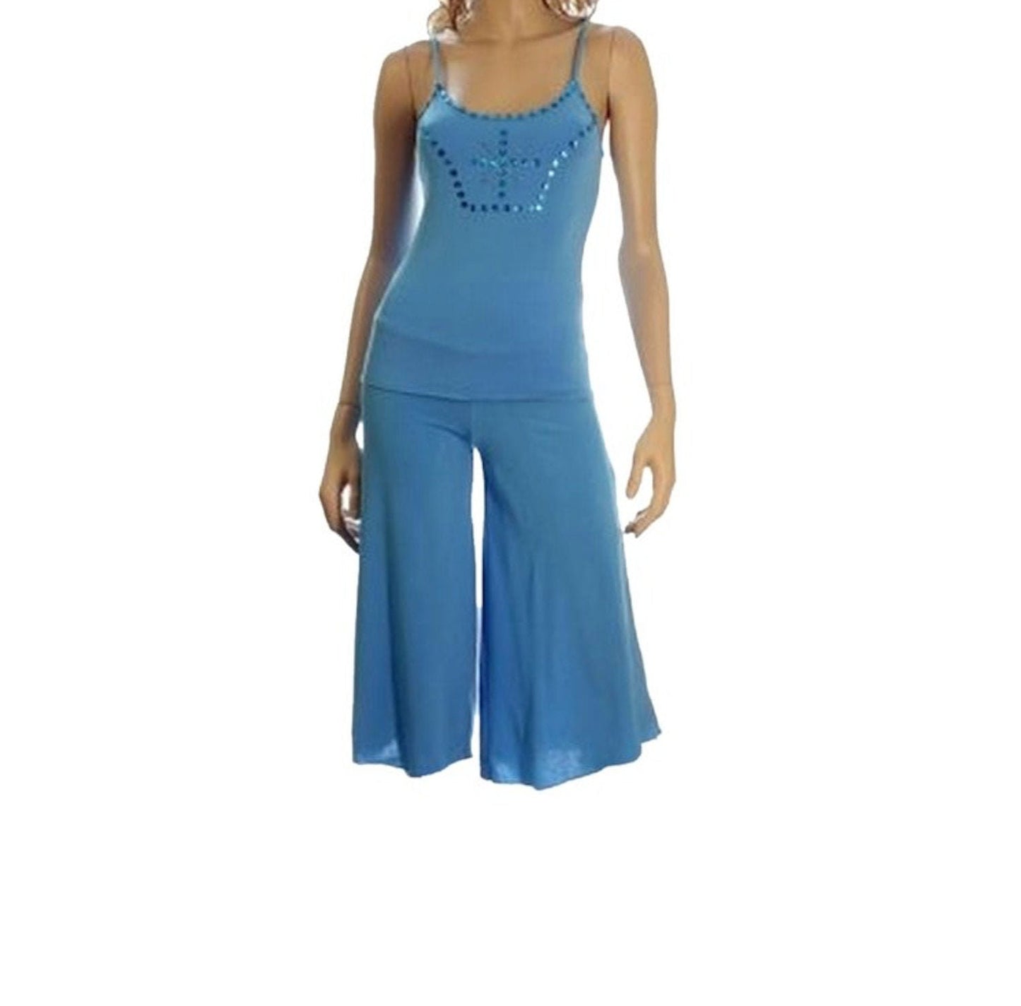 2pc Rhinestone Top Gaucho Bottom Set