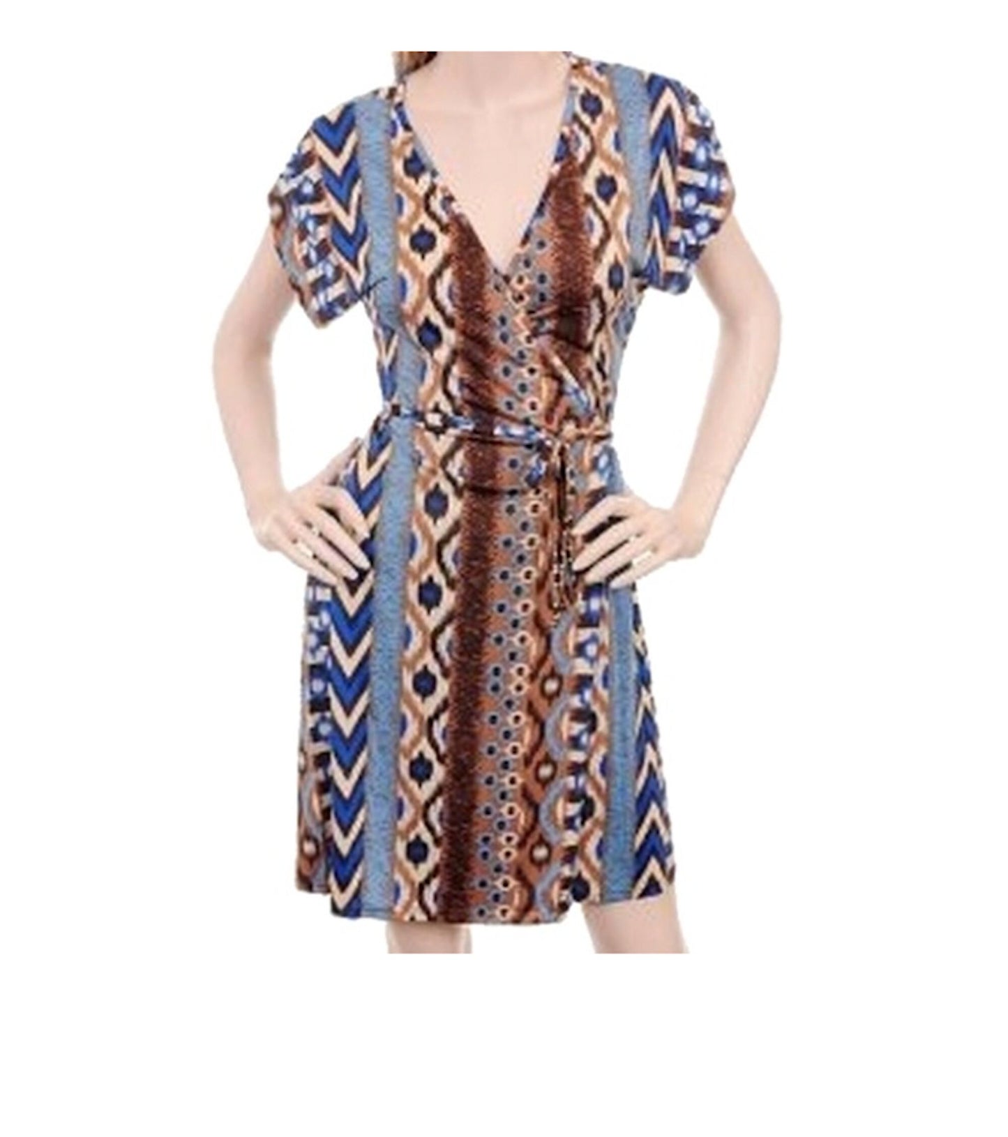 Tribal Tie Waist Wrap Jersey Dress