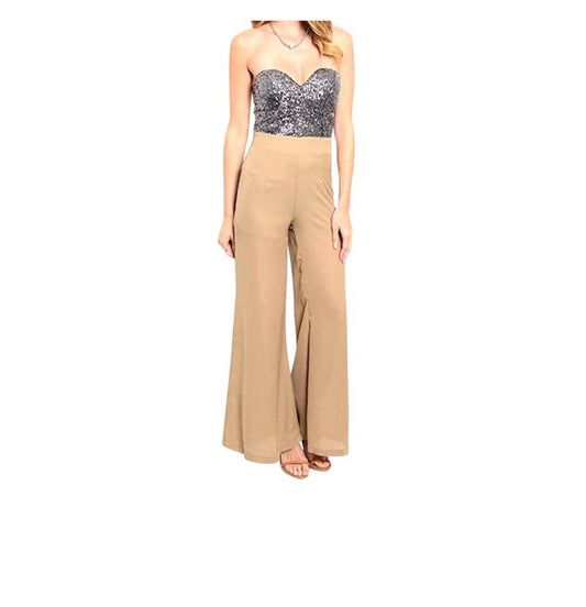 Strapless Sweetheart Sequin Contrast Jumpsuit