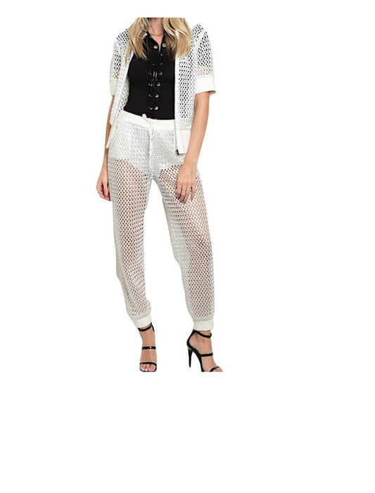 Women's Size Small Last One 2pc Sheer Mesh Jacket & Matching Mesh Short Lined Jogger Pant Track Set Fashion
