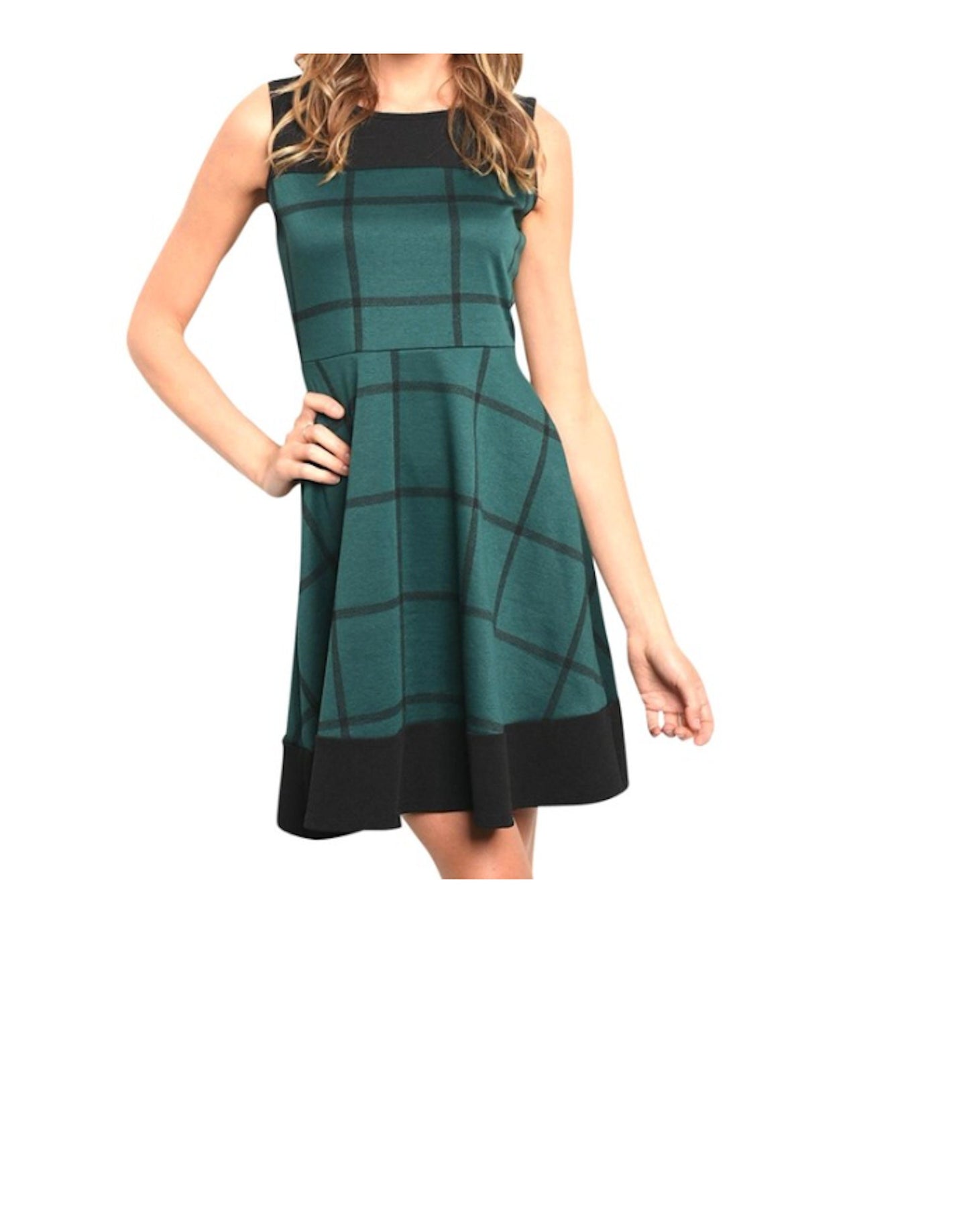 Sleeveless Check Skater Dress