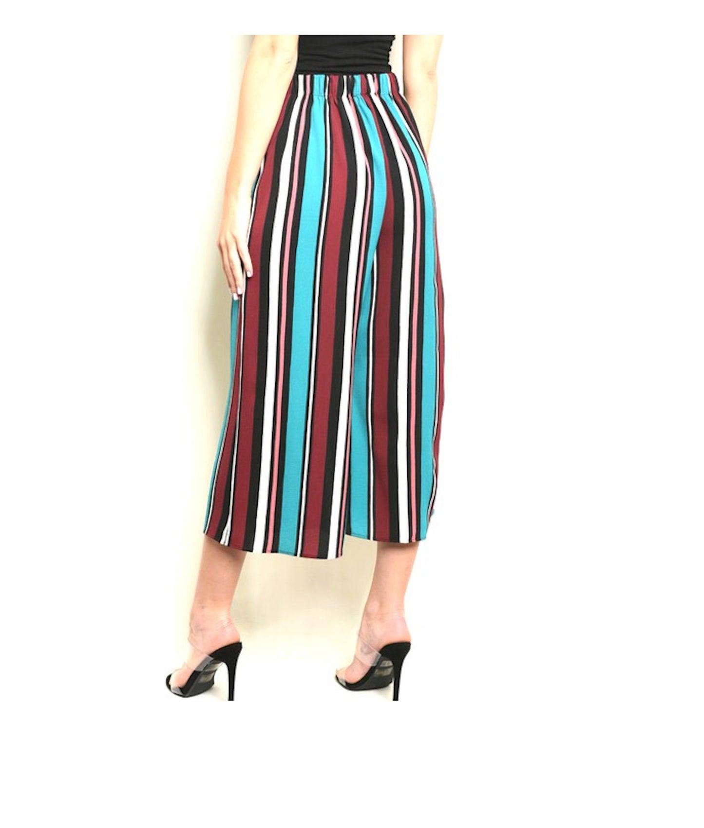 Stripe Wide Leg Gaucho Career Pant